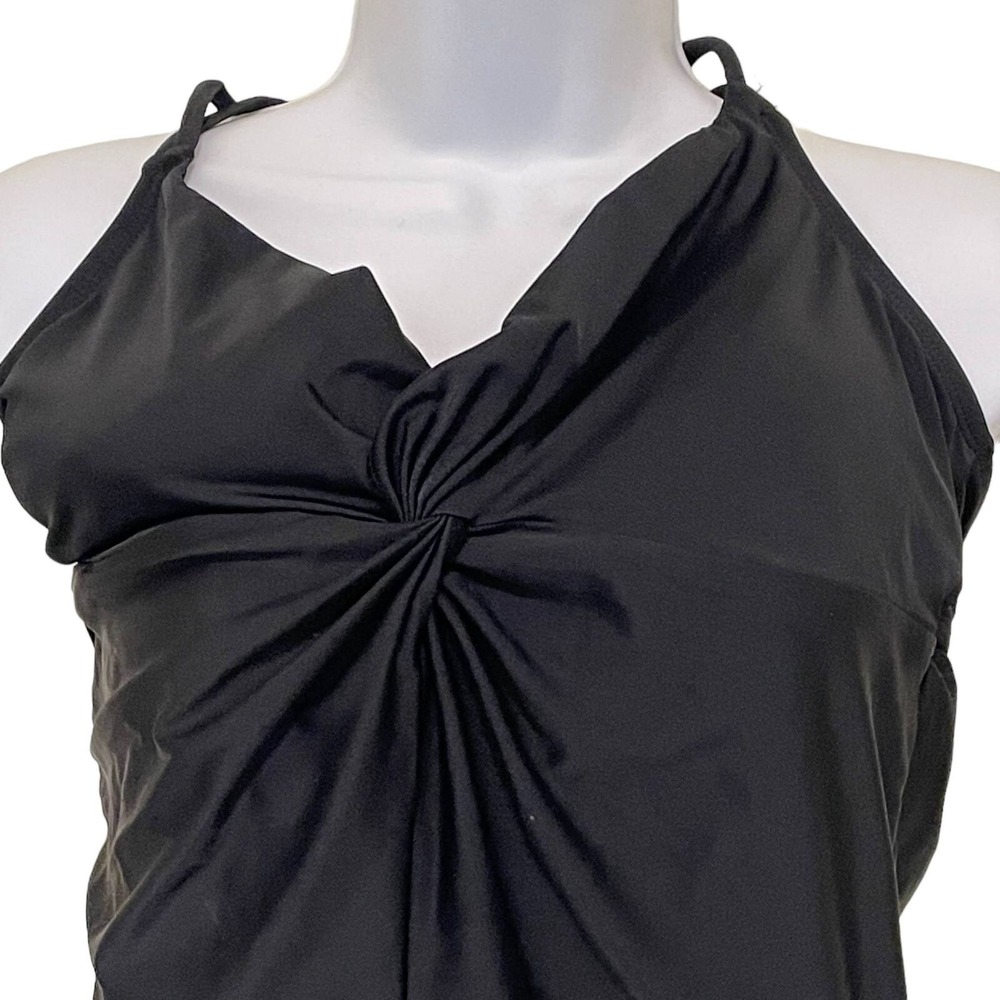 Time and Thru Womens Tummy Control Twist Front Onepiece Swimsuit Black L/G 12-14